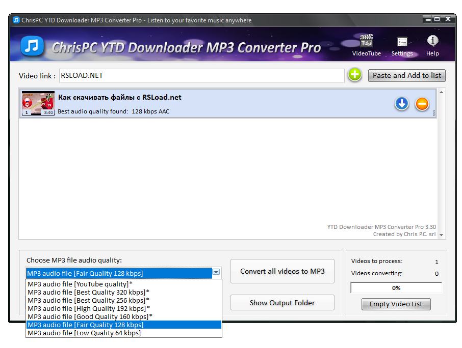  ChrisPC YTD Downloader MP3 Converter бесплатно